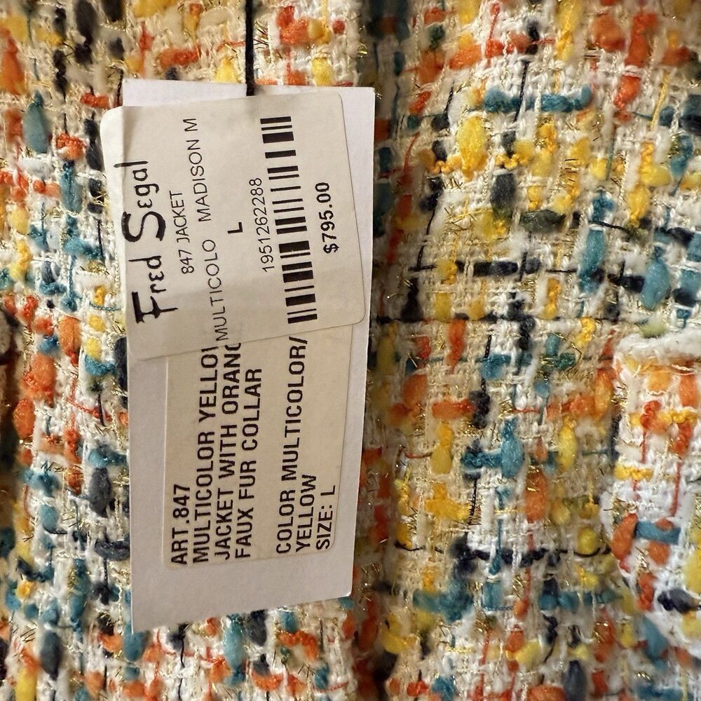 MADISON.MAISON Faux Fur-Collar Tweed Jacket Size Large NWT $795 - Picture 10 of 16